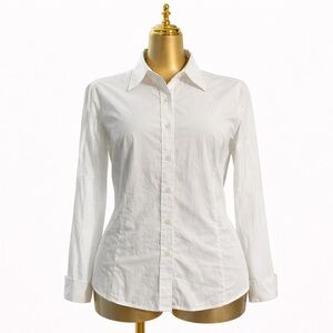 Express Stretch White Button-Down Cotton Shirt